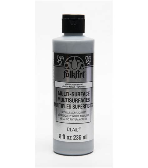 folkart metallic sterling silver paint on fabric|Folkart Multi Surface Metallic Acrylic 8oz Sterling Silver.